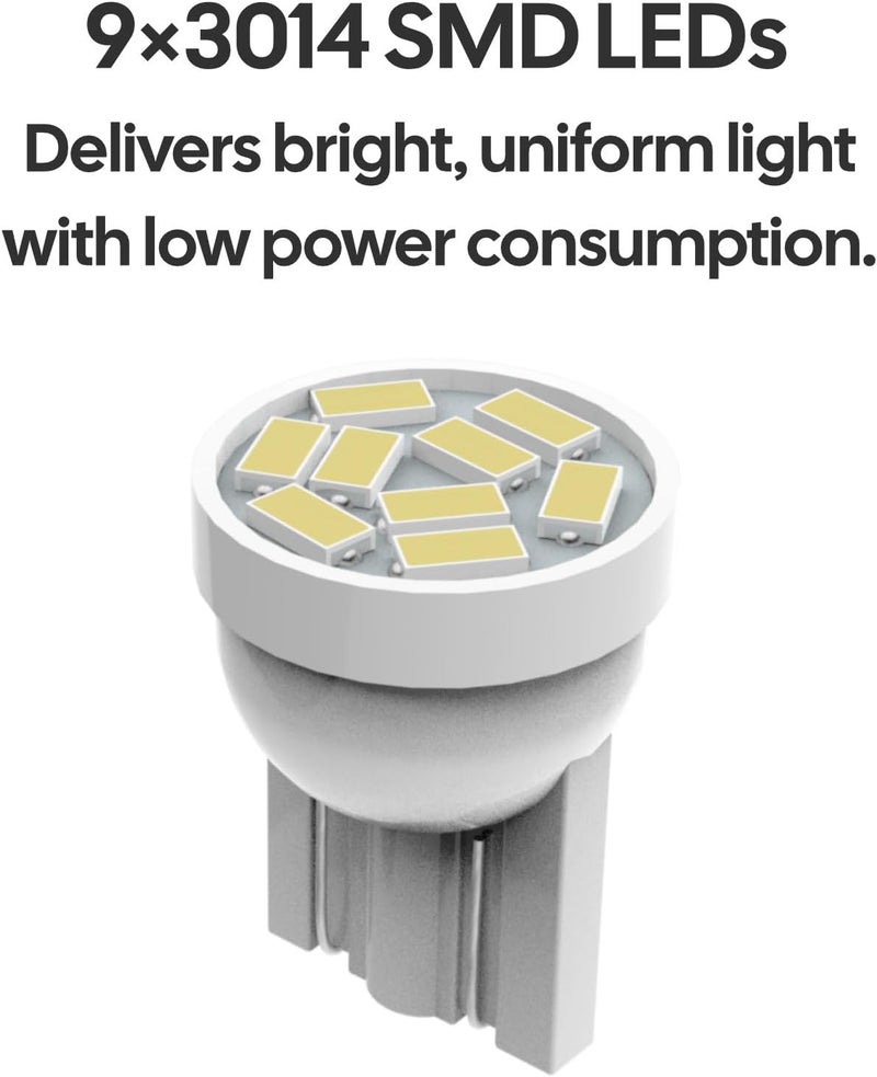 Siweex 194 LED Bulbs 2825 168 W5W T10 9SMD White 6000K Lights Replacement Bulb for Car Interior Dome Map Door Dashboard License Plate Lights, Pack of 10 - Image 3